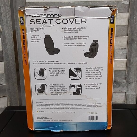 ProElite Black Low Back Faux Leather Seat Cover Set 2 Piece - Picture 8 of 10